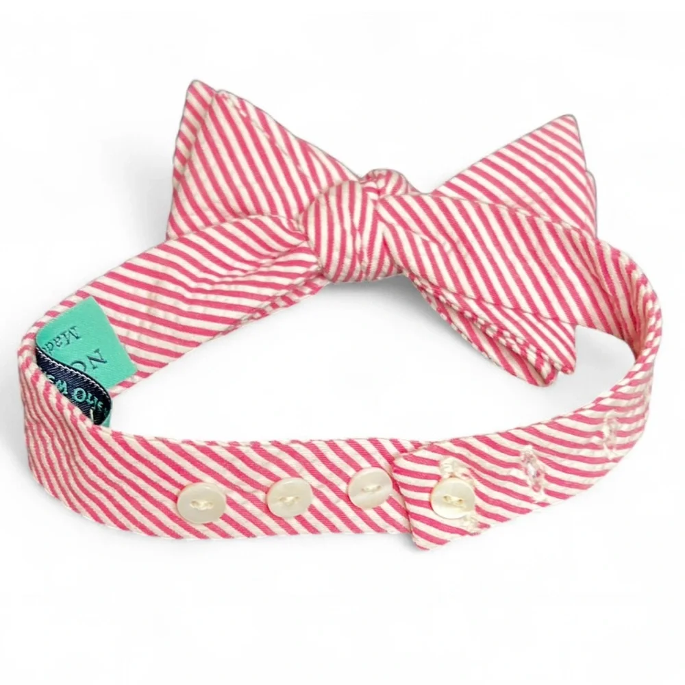 🐞Boys’ NOLA COUTURE Panama Pink Seersucker Bow Tie